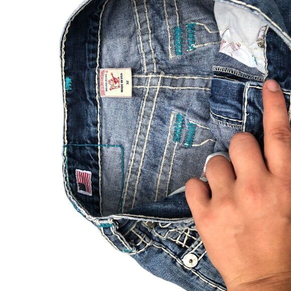 Vintage True Religion Jeans Size 33 RICKY SUPER T Blue - Picture 6 of 13